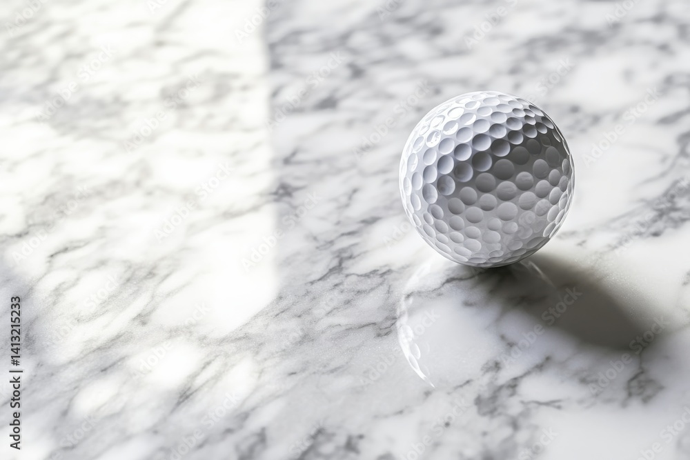 Aufkleber A textured white sports ball with geometric dimples, sitting on a marbled surface with soft light. Simple, striking, and versatile.