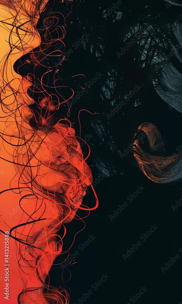 Poster visual exploration of abstract forms showcasing vibrant colors and intricate details with a focus on
