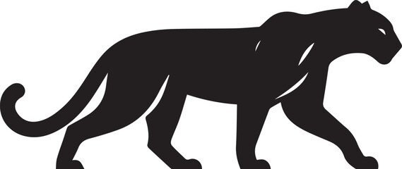 Black Panther Silhouette Vector Walking in Side Profile

