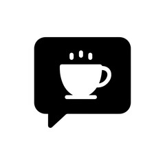 Speech bubble with coffee cup icon symbolizing casual conversation or chat