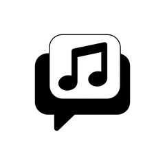 Speech Bubble Icon with Musical Note, Symbolizing Songs or Music-related Content