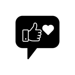 Speech Bubble with Thumbs Up and Heart Symbolizing Love and Approval