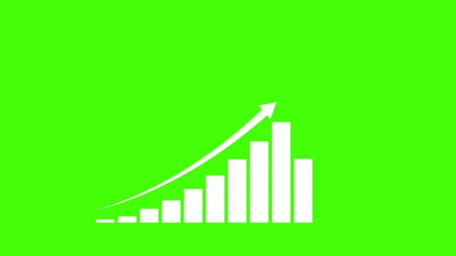 Business growth concept in graph chart showing marketing sales profit increasing to future target. business info graphics with rising arrow and bar stats appearing, symbolizing growth and success.