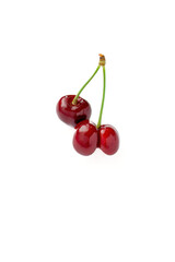 Twin cherries isolated on white background
