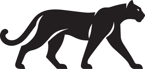 Black Panther Silhouette Vector Walking in Side Profile

