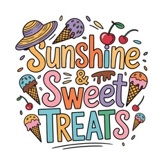 Sunshine and sweet treats design on transparent background