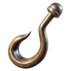 Detailed Close Up Of A Bronze Metal Hook On An Isolated White Background