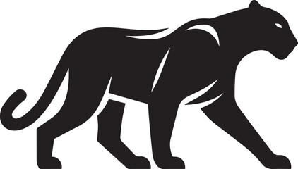 Black Panther Silhouette Vector Walking in Side Profile

