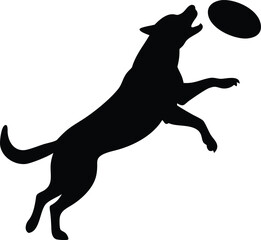 Dog Jumping to Catch a Frisbee Silhouette