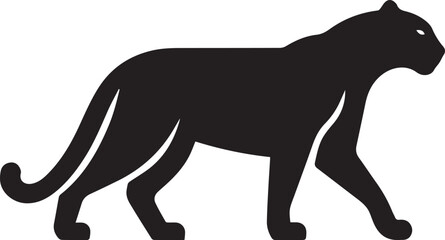 Black Panther Silhouette Vector Walking in Side Profile


