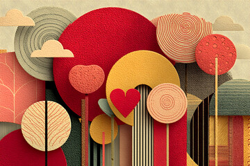 Background with flowers and hearts .