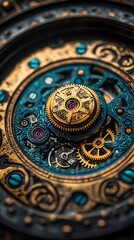 Intricate vintage watch mechanism with gears and details