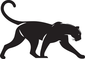 Black Panther Silhouette Vector Walking in Side Profile

