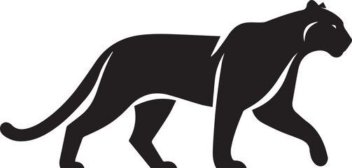 Black Panther Silhouette Vector Walking in Side Profile

