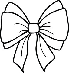 Elegant Outline Drawing of a Bow with Ribbon Details

