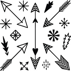 black and white arrows set