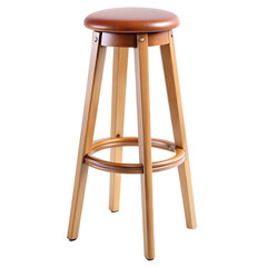 Wooden stool with round seat isolated on transparent background