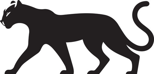 Black Panther Silhouette Vector Walking in Side Profile

