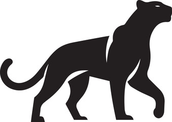 Black Panther Silhouette Vector Walking in Side Profile

