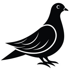 Black silhouette of a dove, a bird of peace vector illustration in nature