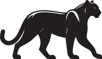 Black Panther Silhouette Vector Walking in Side Profile

