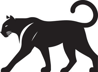 Black Panther Silhouette Vector Walking in Side Profile

