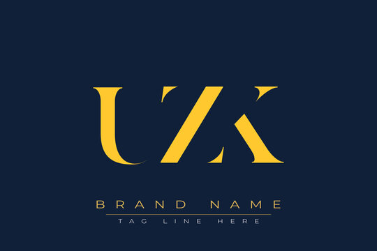UZK abstract letter logo design. This logo is designed by three abstract letters.