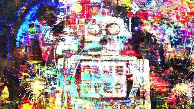 abstract retro robot background texture loop