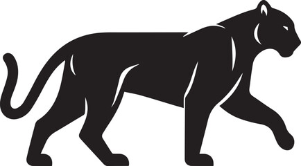 Black Panther Silhouette Vector Walking in Side Profile

