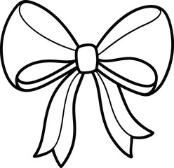 Elegant Outline Drawing of a Bow with Ribbon Details

