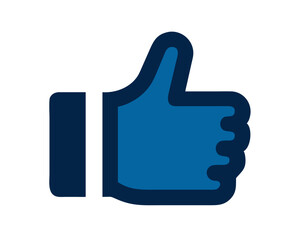 Obraz premium Hand giving thumbs up gesture in blue color 