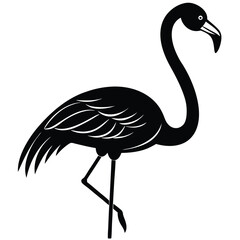 Pink flamingo silhouette vector illustration, a wild tropical birdPink flamingo silhouette vector illustration of a wild bird