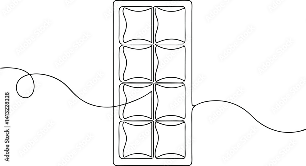 Aufkleber continuous line drawing of a chocolate bar with abstract contour and elegant modern sketch style