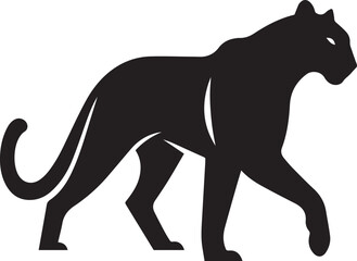 Black Panther Silhouette Vector Walking in Side Profile


