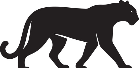 Black Panther Silhouette Vector Walking in Side Profile

