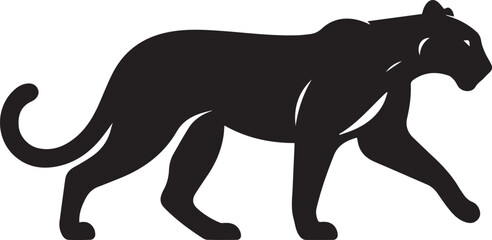 Black Panther Silhouette Vector Walking in Side Profile

