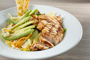 A view of a chicken salad.