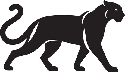 Black Panther Silhouette Vector Walking in Side Profile

