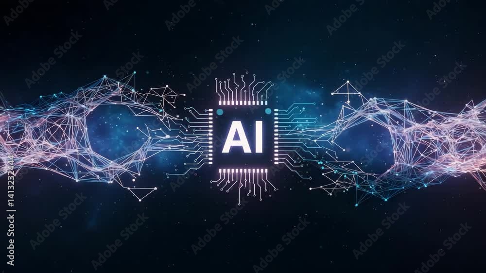 Aufkleber the digital ai chip is shown with the connection network. representing the cutting edge of technolog