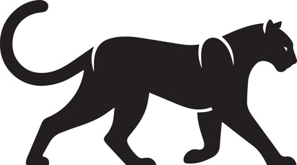 Black Panther Silhouette Vector Walking in Side Profile

