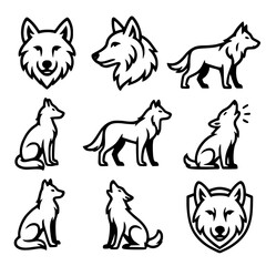wolf icon set