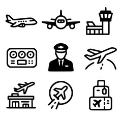 aviation icon set