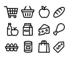 grocery store icon set