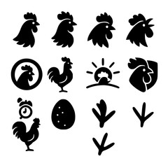 rooster icon set