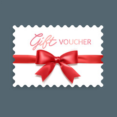 Paper gift voucher with red bow