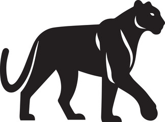 Black Panther Silhouette Vector Walking in Side Profile

