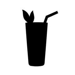 Minimalist black silhouette of a Mint Julep cocktail glass with mint garnish
