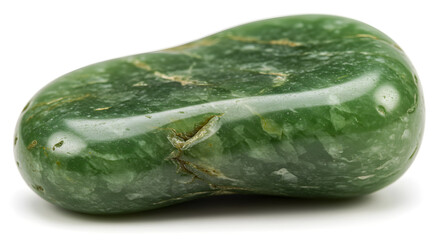 Smooth Green Jade Stone on White Background