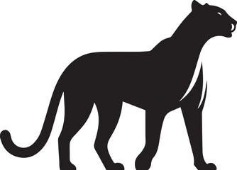 Black Panther Silhouette Vector Walking in Side Profile

