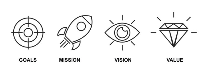 Conceptual Icons That Effectively Represent the Goals, Mission, Vision, and Core Value